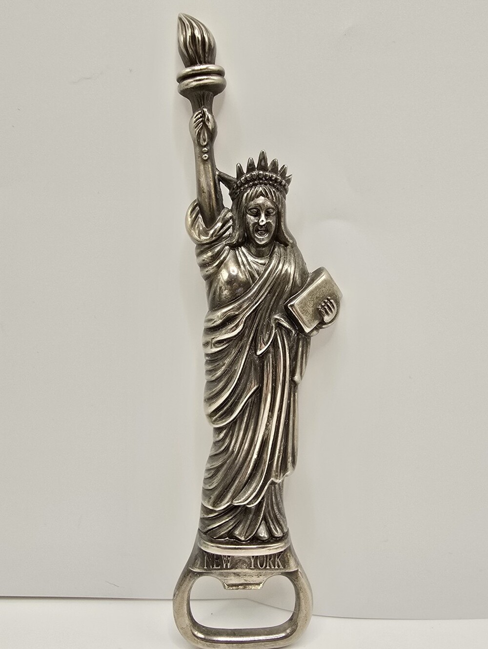 Vtg Statue of Liberty Bottle Opener New York Stainless Steel 8" America 250th